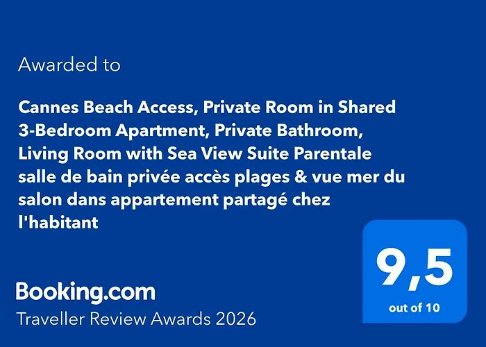 Access, Private In Shared 3-bedroom Apartment, Private Bathroom, Living With Sea View Parentale Salle De Bain Privee Acces Plages & Vue Du Salon Dans Partage Privatunterkunft Cannes