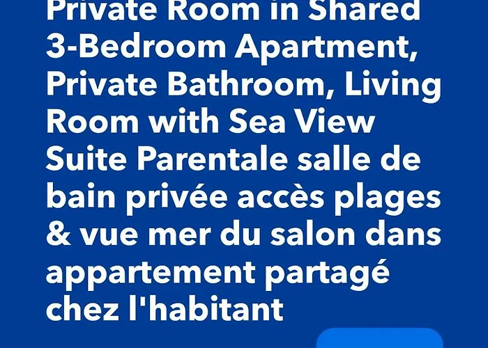 Access, Private In Shared 3-bedroom Apartment, Private Bathroom, Living With Sea View Parentale Salle De Bain Privee Acces Plages & Vue Du Salon Dans Partage Cannes